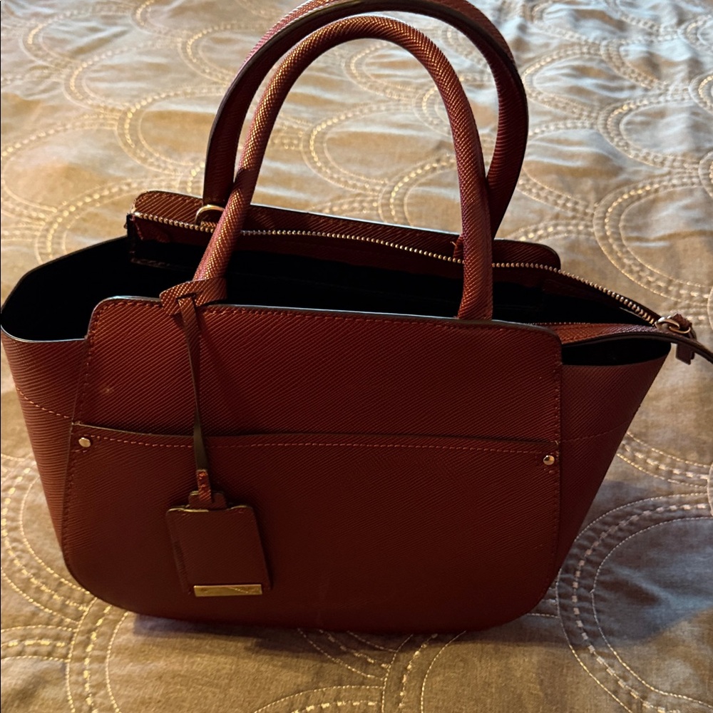 Zara Structured Satchel in Burgundy Red